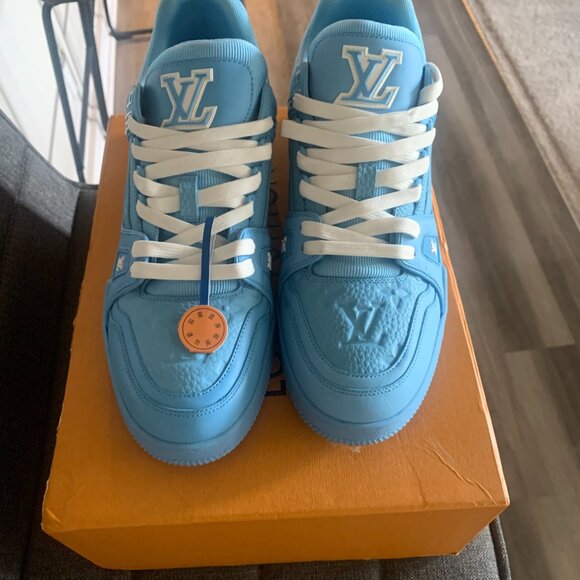 Louis Vuitton Trainer Blue Embossed Monogram - Mens Size 13 - Picture 1 of 7